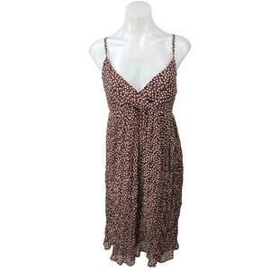 Motherhood Maternity Brown White Sleeveless Polka Dot Cami Mini Dress Size L